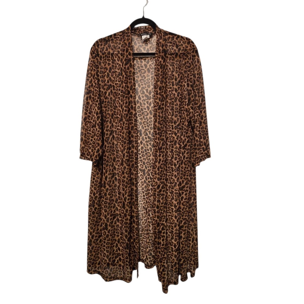 Vintage 90s Y2K Mesh Duster Cardigan Womens 1X Brown Open Boho Grunge Whimsigoth